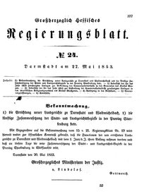 Grossherzoglich Hessisches Regierungsblatt 1853.djvu # 377