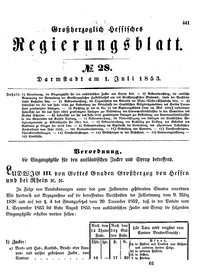 Grossherzoglich Hessisches Regierungsblatt 1853.djvu # 441